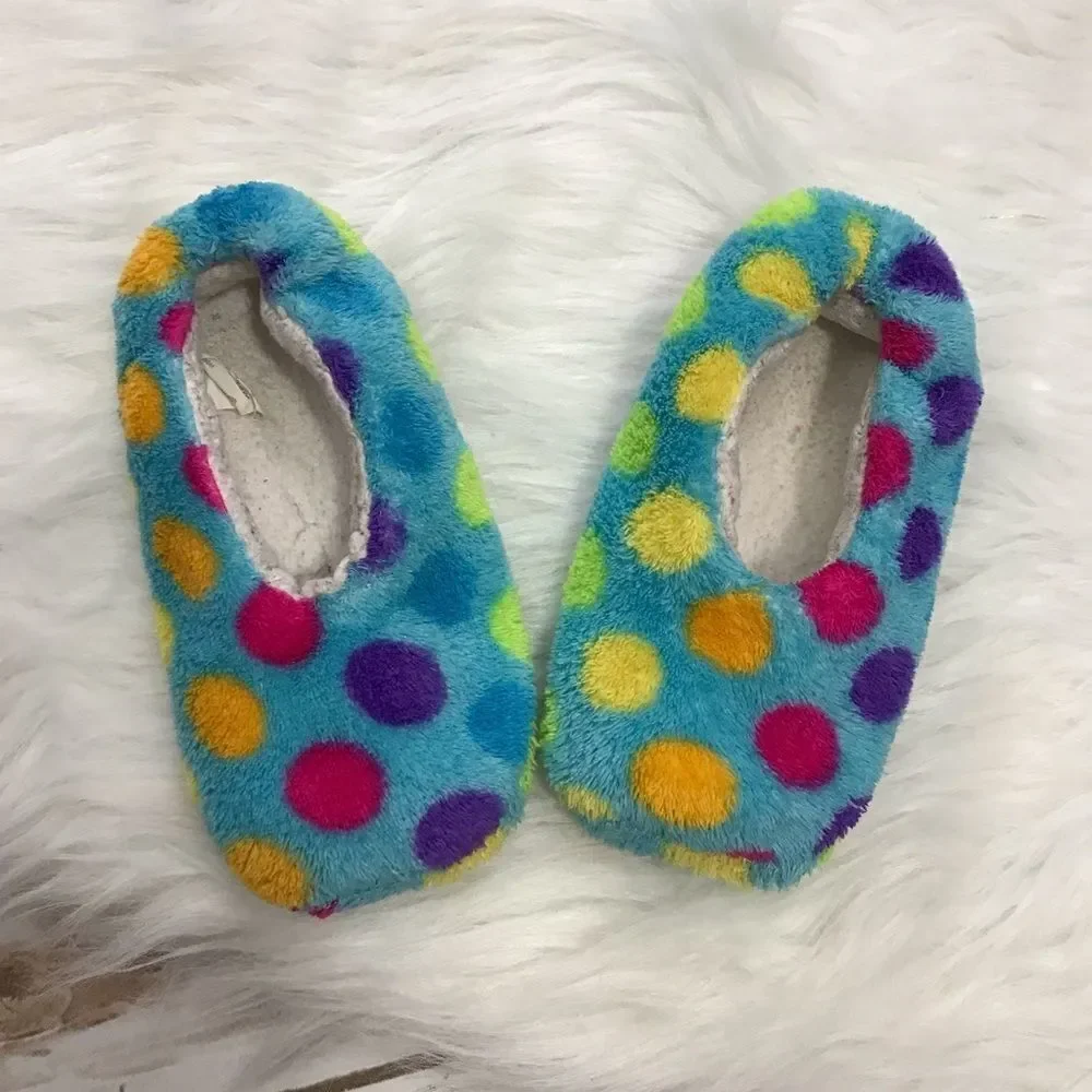 Toddler Slippers Socks Dots‎ Blue Size 6 girl girls slipper nonslip grippers